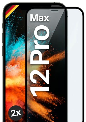 moex Full Screen Schutzglas kompatibel mit Apple iPhone 12 Pro Max - Schutzfolie randlos, ganzer Bildschirm, Curved 3D Schutzglas Folie, Clear 2x Schwarz von moex