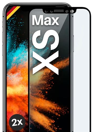 moex Full Screen Schutzglas kompatibel mit Apple iPhone XS Max - Schutzfolie randlos, ganzer Bildschirm, Curved 3D Schutzglas Folie, Clear 2x Schwarz von moex