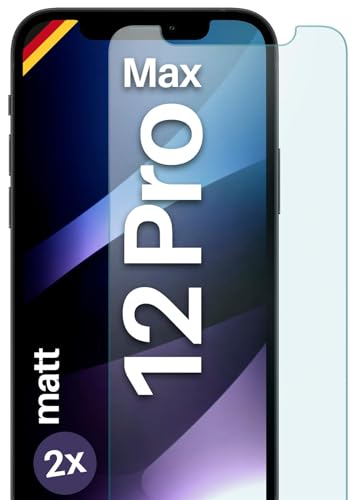 moex Glas kompatibel mit Apple iPhone 12 Pro Max - Folie Matt aus Glas, Anti Reflex Displayschutz kratzfest, Matte 9H Schutzfolie, 2x Stück von moex