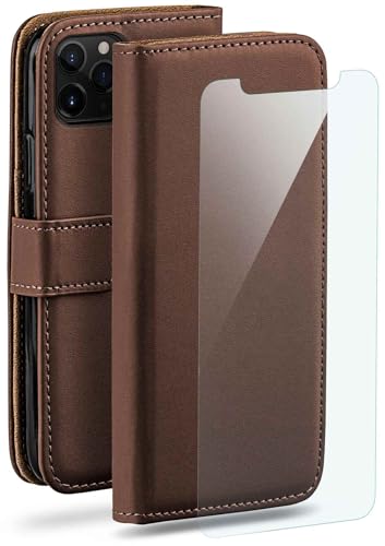 moex Handyhülle für iPhone 11 Pro Hülle mit [Kartenfach] [Standfunktion] [Premium PU Leder] Schutzhülle Klapphülle Handytasche Lederhülle mit Schutzfolie - Dunkelbraun von moex