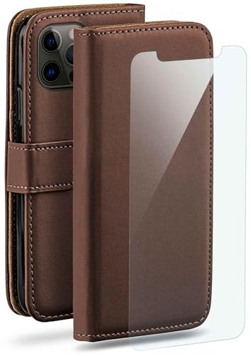 moex Handyhülle für iPhone 12/12 Pro Hülle mit [Kartenfach] [Standfunktion] [Premium PU Leder] Schutzhülle Klapphülle Handytasche Lederhülle mit Schutzfolie - Dunkelbraun von moex