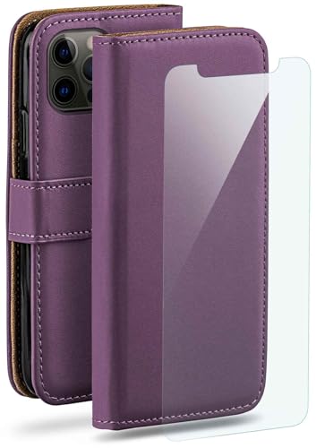 moex Handyhülle für Apple iPhone 12/12 Pro Hülle mit [Kartenfach] [Standfunktion] [Premium PU Leder] Schutzhülle Klapphülle Handytasche Lederhülle mit Schutzfolie - Lila von moex