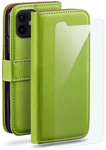 moex Handyhülle für Apple iPhone 12 Mini Hülle mit [Kartenfach] [Standfunktion] [Premium PU Leder] Schutzhülle Klapphülle Handytasche Lederhülle mit Schutzfolie - Grün von moex