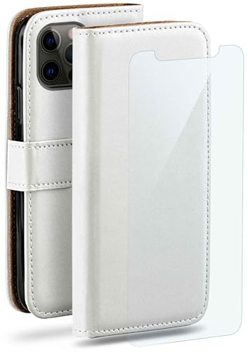 moex Handyhülle für Apple iPhone 12 Pro Max Hülle mit [Kartenfach] [Standfunktion] [Premium PU Leder] Schutzhülle Klapphülle Handytasche Lederhülle mit Schutzfolie - Weiß von moex