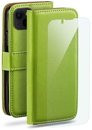 moex Handyhülle für Apple iPhone 13 Hülle mit [Kartenfach] [Standfunktion] [Premium PU Leder] Schutzhülle Klapphülle Handytasche Lederhülle mit Schutzfolie - Grün von moex