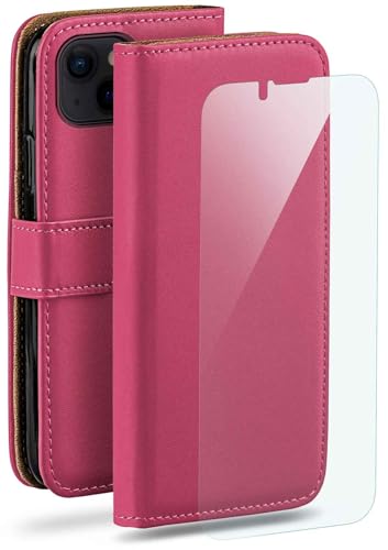 moex Handyhülle für iPhone 13 Hülle mit [Kartenfach] [Standfunktion] [Premium PU Leder] Schutzhülle Klapphülle Handytasche Lederhülle mit Schutzfolie - Pink von moex