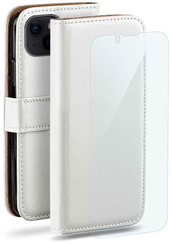 moex Handyhülle für iPhone 13 Mini Hülle mit [Kartenfach] [Standfunktion] [Premium PU Leder] Schutzhülle Klapphülle Handytasche Lederhülle mit Schutzfolie - Weiß von moex