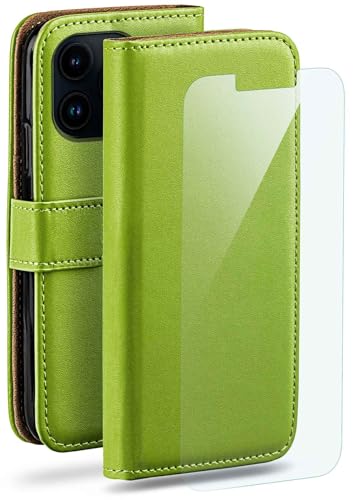 moex Handyhülle für Apple iPhone 13 Pro Hülle mit [Kartenfach] [Standfunktion] [Premium PU Leder] Schutzhülle Klapphülle Handytasche Lederhülle mit Schutzfolie - Grün von moex