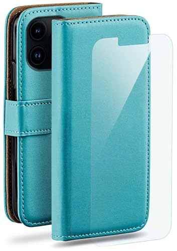moex Handyhülle für Apple iPhone 13 Pro Hülle mit [Kartenfach] [Standfunktion] [Premium PU Leder] Schutzhülle Klapphülle Handytasche Lederhülle mit Schutzfolie - Türkis von moex