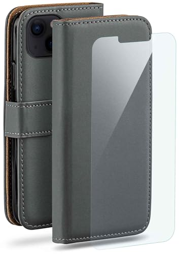 moex Handyhülle für Apple iPhone 14 Hülle mit [Kartenfach] [Standfunktion] [Premium PU Leder] Schutzhülle Klapphülle Handytasche Lederhülle mit Schutzfolie - Dunkelgrau von moex