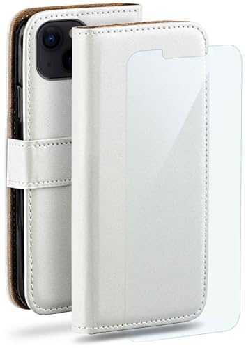 moex Handyhülle für Apple iPhone 14 Hülle mit [Kartenfach] [Standfunktion] [Premium PU Leder] Schutzhülle Klapphülle Handytasche Lederhülle mit Schutzfolie - Weiß von moex