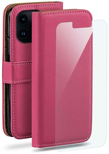 moex Handyhülle für Apple iPhone 14 Pro Hülle mit [Kartenfach] [Standfunktion] [Premium PU Leder] Schutzhülle Klapphülle Handytasche Lederhülle mit Schutzfolie - Pink von moex