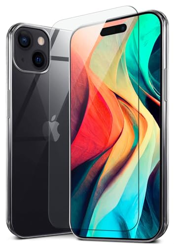 moex Handyhülle für Apple iPhone 15 Hülle, Silikon Case mit Schutzfolie, 360 Grad Cover Stoßfest, Vergilbungsfreie Schutzhülle - Transparent von moex