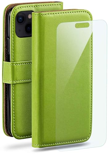 moex Handyhülle für Apple iPhone 15 Hülle mit [Kartenfach] [Standfunktion] [Premium PU Leder] Schutzhülle Klapphülle Handytasche Lederhülle mit Schutzfolie - Grün von moex