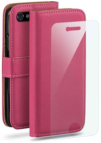 moex Handyhülle für Apple iPhone 4S / iPhone 4 Hülle mit [Kartenfach] [Standfunktion] [Premium PU Leder] Schutzhülle Klapphülle Handytasche Lederhülle mit Schutzfolie - Pink von moex