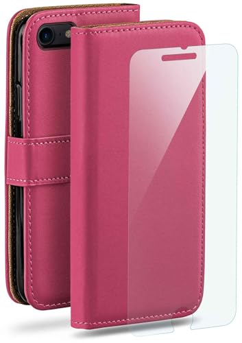 moex Handyhülle für Apple iPhone 7 / iPhone 8 Hülle mit [Kartenfach] [Standfunktion] [Premium PU Leder] Schutzhülle Klapphülle Handytasche Lederhülle mit Schutzfolie - Pink von moex