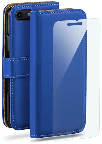 moex Handyhülle für Apple iPhone SE (2020/2022) Hülle mit [Kartenfach] [Standfunktion] [Premium PU Leder] Schutzhülle Klapphülle Handytasche Lederhülle mit Schutzfolie - Blau von moex