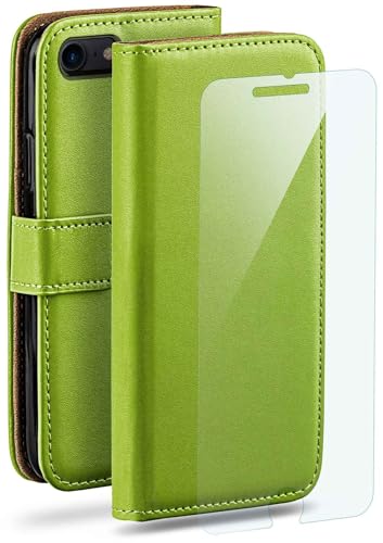 moex Handyhülle für Apple iPhone SE (2020/2022) Hülle mit [Kartenfach] [Standfunktion] [Premium PU Leder] Schutzhülle Klapphülle Handytasche Lederhülle mit Schutzfolie - Grün von moex