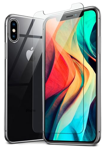 moex Handyhülle für Apple iPhone X/iPhone XS Hülle, Silikon Case mit Schutzfolie, 360 Grad Cover Stoßfest, Vergilbungsfreie Schutzhülle - Transparent von moex