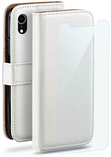 moex Handyhülle für Apple iPhone XR Hülle mit [Kartenfach] [Standfunktion] [Premium PU Leder] Schutzhülle Klapphülle Handytasche Lederhülle mit Schutzfolie - Weiß von moex