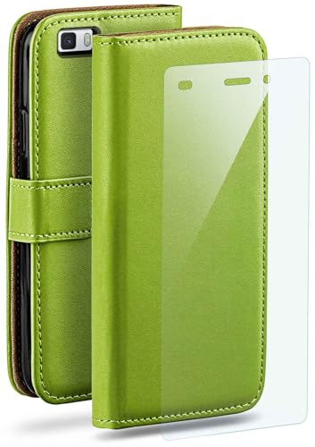 moex Handyhülle für Huawei P8 Lite 2015 Hülle mit [Kartenfach] [Standfunktion] [Premium PU Leder] Schutzhülle Klapphülle Handytasche Lederhülle mit Schutzfolie - Grün von moex