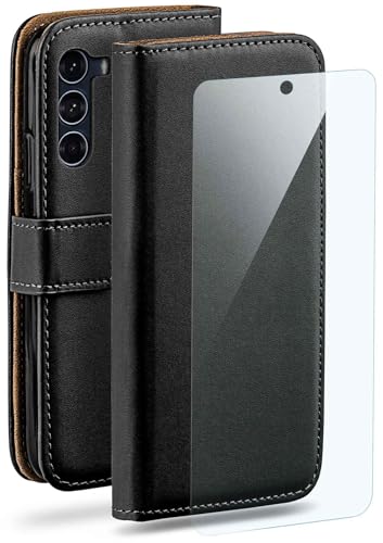 moex Handyhülle für Motorola Moto G200 5G Hülle mit [Kartenfach] [Standfunktion] [Premium PU Leder] Schutzhülle Klapphülle Handytasche Lederhülle mit Schutzfolie - Schwarz von moex