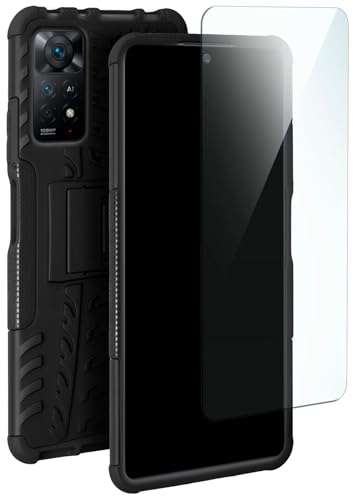 moex Handyhülle für Redmi Note 11 Pro/11 Pro 5G Hülle Stoßfest, Robuste Schutzhülle mit Panzer Schutzfolie, Rugged Outdoor Hardcase Panzerhülle, 360 Grad Rundumschutz - Schwarz von moex