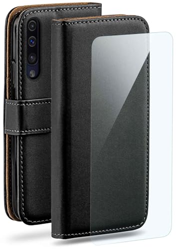moex Handyhülle für Samsung Galaxy A70 Hülle mit [Kartenfach] [Standfunktion] [Premium PU Leder] Schutzhülle Klapphülle Handytasche Lederhülle mit Schutzfolie - Schwarz von moex