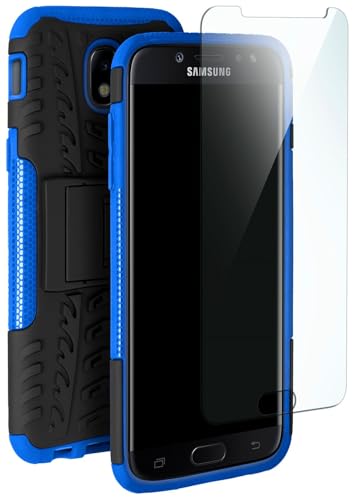 moex Handyhülle für Samsung Galaxy J5 (2017) Hülle Stoßfest, Robuste Schutzhülle mit Panzer Schutzfolie, Rugged Outdoor Hardcase Panzerhülle, 360 Grad Rundumschutz - Blau Schwarz von moex