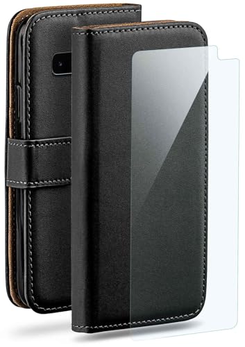 moex Handyhülle für Samsung Galaxy S10 Plus Hülle mit [Kartenfach] [Standfunktion] [Premium PU Leder] Schutzhülle Klapphülle Handytasche Lederhülle mit Schutzfolie - Schwarz von moex