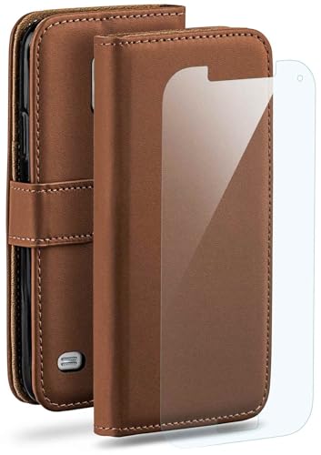 moex Handyhülle für Samsung Galaxy S5 Mini Hülle mit [Kartenfach] [Standfunktion] [Premium PU Leder] Schutzhülle Klapphülle Handytasche Lederhülle mit Schutzfolie - Sattelbraun von moex