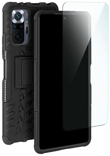 moex Handyhülle für Xiaomi Redmi Note 10 Pro Hülle Stoßfest, Robuste Schutzhülle mit Panzer Schutzfolie, Rugged Outdoor Hardcase Panzerhülle, 360 Grad Rundumschutz - Schwarz von moex