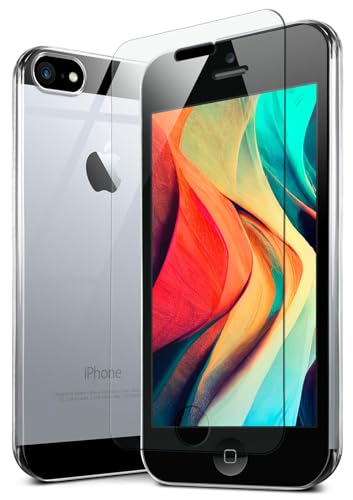 moex Handyhülle für iPhone 5s / 5 / SE (2016) Hülle, Silikon Case mit Schutzfolie, 360 Grad Cover Stoßfest, Vergilbungsfreie Schutzhülle - Transparent von moex
