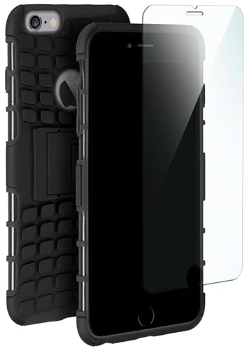 moex Handyhülle für iPhone 6s Plus / 6 Plus Hülle Stoßfest, Robuste Schutzhülle mit Panzer Schutzfolie, Rugged Outdoor Hardcase Panzerhülle, 360 Grad Rundumschutz - Schwarz von moex