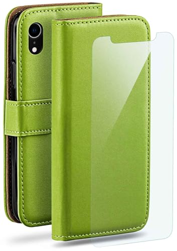 moex Handyhülle für iPhone XR Hülle mit [Kartenfach] [Standfunktion] [Premium PU Leder] Schutzhülle Klapphülle Handytasche Lederhülle mit Schutzfolie - Grün von moex