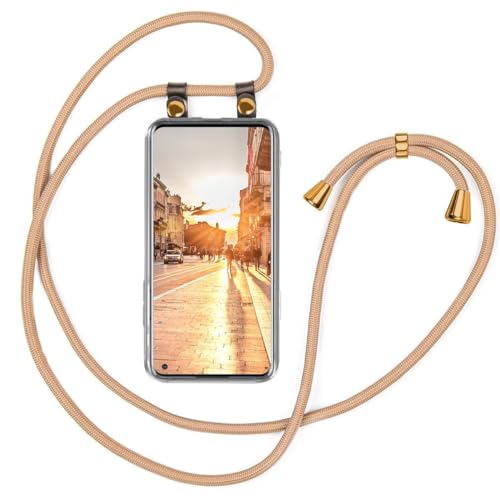moex Handykette für OnePlus 8 Pro Hülle mit Band abnehmbar, Handyhülle mit Kette zum Umhängen, Handyband Kordel Umhängehülle, Necklace Handy Umhängeband, Gold von moex