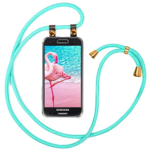 moex Handykette kompatibel mit Samsung Galaxy S3 / S3 Neo Hülle mit Band Längenverstellbar, Handyhülle zum Umhängen, Silikon Case Transparent mit Kordel Schnur abnehmbar in Türkis von moex