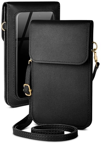 moex Handytasche zum Umhängen für Honor 200 – Kleine Handtasche mit Handyfach und Sichtfenster, 2 zusätzliche Fächer - Handy Umhängetasche Damen, Onyxschwarz von moex