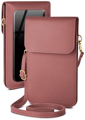 moex Handytasche zum Umhängen für Samsung Galaxy Note 8 – Kleine Handtasche mit Handyfach und Sichtfenster, 2 zusätzliche Fächer - Handy Umhängetasche Damen, Himbeerrosa von moex