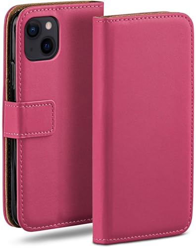 moex Klapphülle für Apple iPhone 15 Hülle klappbar, Handyhülle mit Kartenfach, 360 Grad Schutzhülle zum klappen, Flip Case Book Cover, Vegan Leder Handytasche, Pink von moex