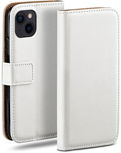 moex Klapphülle für Apple iPhone 15 Hülle klappbar, Handyhülle mit Kartenfach, 360 Grad Schutzhülle zum klappen, Flip Case Book Cover, Vegan Leder Handytasche, Weiß von moex