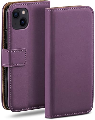 moex Klapphülle für Apple iPhone 15 Plus Hülle klappbar, Handyhülle mit Kartenfach, 360 Grad Schutzhülle zum klappen, Flip Case Book Cover, Vegan Leder Handytasche, Lila von moex