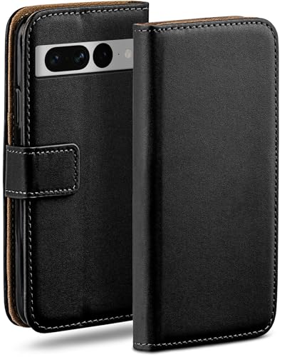 moex Book Case für Google Pixel 7 Pro Handyhülle mit Kartenfach, Hülle klappbar 360 Grad Schutzhülle, Klapphülle Flip Case Cover, PU Leder Handytasche Lederhülle, Schwarz von moex