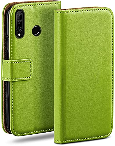 moex Klapphülle für Huawei P30 Lite/P30 Lite New Hülle klappbar, Handyhülle mit Kartenfach, 360 Grad Schutzhülle zum klappen, Flip Case Book Cover, Vegan Leder Handytasche, Grün von moex