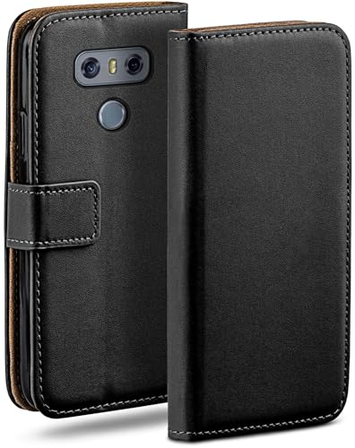 moex Book Case für LG G6 Handyhülle mit Kartenfach, Hülle klappbar 360 Grad Schutzhülle, Klapphülle Flip Case Cover, PU Leder Handytasche Lederhülle, Schwarz von moex
