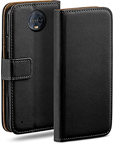 moex Book Case für Motorola Moto G6 Plus Handyhülle mit Kartenfach, Hülle klappbar 360 Grad Schutzhülle, Klapphülle Flip Case Cover, PU Leder Handytasche Lederhülle, Schwarz von moex