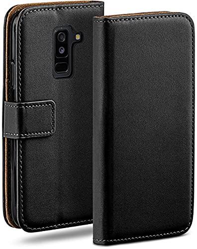 moex Book Case für Samsung Galaxy A6 Plus (2018) Handyhülle mit Kartenfach, Hülle klappbar 360 Grad Schutzhülle, Klapphülle Flip Case Cover, PU Leder Handytasche Lederhülle, Schwarz von moex