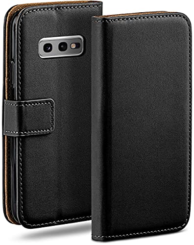 moex Klapphülle für Samsung Galaxy S10e Hülle klappbar, Handyhülle mit Kartenfach, 360 Grad Schutzhülle zum klappen, Flip Case Book Cover, Vegan Leder Handytasche, Schwarz von moex