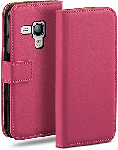 moex Klapphülle für Samsung Galaxy S3 Mini Hülle klappbar, Handyhülle mit Kartenfach, 360 Grad Schutzhülle zum klappen, Flip Case Book Cover, Vegan Leder Handytasche, Pink von moex