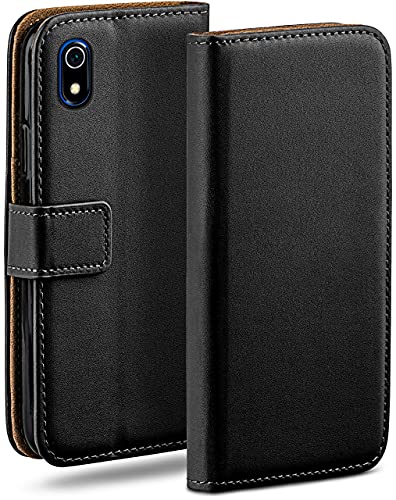 moex Book Case für Xiaomi Redmi 7A Handyhülle mit Kartenfach, Hülle klappbar 360 Grad Schutzhülle, Klapphülle Flip Case Cover, PU Leder Handytasche Lederhülle, Schwarz von moex